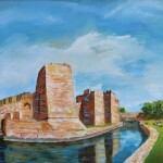 Umetnicka slika - Naziv slike Tvrdjava-3-Slikarka Marija DJukic-tehnika ulje na platnu-Format slike sa ramom 53x63 cm-bez rama 40×50 cm-sertifikat-Cena slike 16520 dinara - izgled slike bez rama