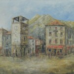 Umetnicka slika - naziv slike Grad-2-Slikar Risto Kiperas-tehnika ulje na platnu-Format slike sa ramom 60x75 cm-bez rama 45x60 cm-sertifikat-Cena slike 70800 dinara - izgled slike bez rama