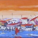 Umetnicka slika - naziv slike Sicilija-tehnika ulje na platnu-uramljena-luksuzno-Trifunovic-Cena slike 47200 dinara - izgled slike bez rama