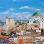 Umetnicka slika - Naziv slike Hram Svetog Save-2-Slikarka Marija Djukic-tehnika ulje na platnu-Format slike 50×70 cm-sertifikat-Cena slike 25960 dinara - izgled slike bez rama