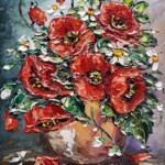 Umetnička slika Cveće 3 - slikarka Bosa Milaković - tehnika ulje na platnu - format slike sa ramom 31x26 cm - bez rama 20x15 cm - Cena slike 8260 dinara - izgled slike bez rama