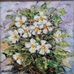 Umetnička slika Cveće 8 slikarka Bosa Milaković - tehnika ulje na platnu - format slike sa ramom 34 x 34 cm - bez rama 20 x 20 cm - Cena umetničke slike 10620 dinara - izgled slike bez rama