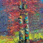 Umetnička slika Jesen II slikar Ivan Vanja Milanović - tehnika ulje na platnu - Format slike sa ramom 54x44 cm - bez rama 30x40 cm - Cena umetničke slike 11800 dinara - izgled slike bez rama