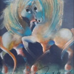 Umetnička slika Krem par X slikar Janoš Mesaroš - tehnika pastel - luksuzno uramljena - Format slike sa ramom 40x50 cm - bez rama 25x35 cm - cena umetničke slike 18880 dinara - izgled slike bez rama