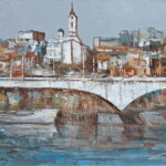 Umetnička slika Moj Beograd slikar Ivan Vanja Milanović - tehnika ulje na platnu - Format umetničke slike sa ramom 63x78 cm - bez rama 50x65 cm - Cena umetničke slike 20060 dinara - izgled slike bez rama