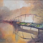 Umetnička slika Na reci II slikar Ivan Vanja Milanović - tehnika slikanja ulje na platnu - Format slike sa ramom 62x52 cm - bez rama 50 x 40 cm - Cena umetničke slike 15340 dinara - izgled slike bez rama