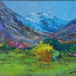 Umetnička slika Planina II slikar Ivan Vanja Milanović - tehnika ulje na platnu - fromat umetničke slike sa ramom 46x56 cm - bez rama 30x40 cm - Cena umetničke slike 11800 dinara - izgled slike bez rama