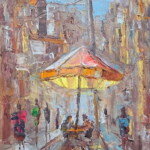 Umetnička slika Šetalište slikar Ivan Vanja Milanović - tehnika ulje na platnu - format umetničke slike sa ramom 54x44 cm - bez rama 30x40 cm - Cena umetničke slike 11800 dinara - izgled slike bez rama