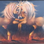 Umetnička slika Vatreni poljubac X slikar Janoš Mesaroš - tehnika pastel - Format slike sa ramom 40x50 cm - bez rama 25x35 cm - Luksuzno uramljena - Cena umetničke slike 20060 dinara - izgled slike bez rama