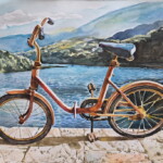 Umetnička slika Bicikl II slikar Momo Macanović, tehnika slikanja akvarel kaširan na lepenci – format slike sa ramom 51 × 69 cm, bez rama 38 × 56 cm – cena umetničke slike 35.400 dinara – izgled slike bez rama. Umetnička slika Bicikl II slikar Momo Macanović, tehnika slikanja akvarel kaširan na lepenci – format slike sa ramom 51 × 69 cm, bez rama 38 × 56 cm – cena umetničke slike 35.400 dinara – izgled slike bez rama.