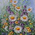 Umetnička slika Cveće 1 slikarka Bosa Milaković - tehnika ulje na platnu - format slike sa ramom 43x38 cm - bez rama 30x25 cm - Cena umetničke slike 16520 dinara - izgled slike bez rama