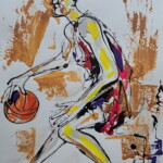 Umetnička slika Košarkaš 2 akademski slikar Dušan Rajšić - tehnika kombinovana ulje i crtež na papiru - format slike bez rama 50x35 cm - Cena umetničke slike 11800 dinara - izgled slike bez rama Umetnička slika Košarkaš 2 akademski slikar Dušan Rajšić - tehnika kombinovana ulje i crtež na papiru - format slike bez rama 50x35 cm - Cena umetničke slike 11800 dinara - izgled slike bez rama