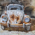 Umetnička slika Stara buba II slikar Momo Macanović, tehnika slikanja akvarel kaširan na lepenci – format slike sa ramom 51 × 69 cm, bez rama 38 × 56 cm – cena umetničke slike 35.400 dinara – izgled slike bez rama Umetnička slika Stara buba II slikar Momo Macanović, tehnika slikanja akvarel kaširan na lepenci – format slike sa ramom 51 × 69 cm, bez rama 38 × 56 cm – cena umetničke slike 35.400 dinara – izgled slike bez rama