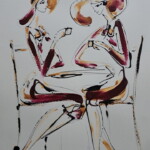 Umetnička slika U kafeu 7 slikar Dušan Rajšić - tehnika kombinovana ulje i crtež na papiru - format slike bez rama 50x35 cm - Cena umetničke slike 11800 dinara - izgled slike bez rama Umetnička slika U kafeu 7 slikar Dušan Rajšić - tehnika kombinovana ulje i crtež na papiru - format slike bez rama 50x35 cm - Cena umetničke slike 11800 dinara - izgled slike bez rama