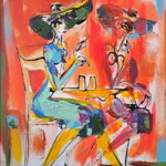 Umetnička slika U kafeu XII slikar Dušan Rajšić - tehnika akril na platnu - format slike sa ramom 56x41 cm - bez rama 50x35 cm - Cena umetničke slike 15340 dinara - izgled slike bez rama Umetnička slika U kafeu XII slikar Dušan Rajšić - tehnika akril na platnu - format slike sa ramom 56x41 cm - bez rama 50x35 cm - Cena umetničke slike 15340 dinara - izgled slike bez rama