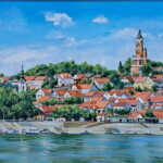 Umetnička slika Zemun 3 slikarka Marija Đukić - tehnika ulje na platnu - format slike sa ramom 54x64 cm - bez rama 40x50 cm - Cena umetničke slike 17700 dinara - uizgled slike bez rama