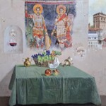 Umetnička slika Sveci Hilandara slikar Milan Miletić - tehnika ulje na platnu - format slike sa ramom 97x117 cm - bez rama 80x100 cm - Cena umetničke slike 413000 dinara - izgled slike bez rama Umetnička slika Sveci Hilandara slikar Milan Miletić - tehnika ulje na platnu - format slike sa ramom 97x117 cm - bez rama 80x100 cm - Cena umetničke slike 413000 dinara - izgled slike bez rama