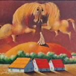 Umetnička slika Vojvodina slikar Janoš Mesaroš - tehnika kombinovana pastel i lak na lesonitu - format slike sa ramom 65x130 cm - bez rama 35x100 cm - Cena umetničke slike 82600 dinara - izgled slike bez rama