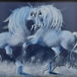 Umetnička slika Plavi poljubac XII slikar Janoš Mesaroš - tehnika pastel - format slike sa ramom 40x50 cm - bez rama 25x35 cm - Cena umetničke slike 18880 dinara - izgled slike bez rama