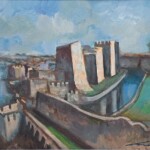Umetnička slika Tvrđava 11 slikar Ivan Vanja Milamović - tehnika ulje na platnu - formaz slike sa ramom 55x65 cm bez rama 40x50 cm - Cena umetničke slike 17700 dinara - izgled slike bez rama
