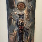 Umetnička slika Putovanje kroz preobražaj slikar Goran Mitrović - tehnika ulje na dasci i figura od metala - format slike sa ramom 81x45 cm - bez rama 65x28 cm - Cena umetničke slike 147500 dinara - Izgled slike bez rama
