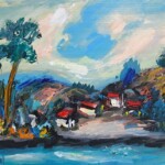 Umetnička slika Kuće kraj reke slikar Dragan Kunić - tehnika ulje na platnu - format slike bez rama 40x50 cm - Cena umetničke slike 22420 dinara - izgled slike bez rama Umetnička slika Kuće kraj reke slikar Dragan Kunić - tehnika ulje na platnu - format slike bez rama 40x50 cm - Cena umetničke slike 22420 dinara - izgled slike bez rama