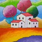 Umetnička slika Polje lavande II slikarka Tijana Lazić - tehnika akril na platnu - format slike bez rama 50x40 cm - Cena umetničke slike 9440 dinara - izgled slike bez rama