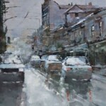 Umetnička slika Ulece Beograda 2 slikar Branko Dimitrijević - tehnika ulje na platnu - format slike sa ramom 55x45 cm - bez rama 40x30 cm - Cena umetničke slike 15340 dinara - izgled slike bez rama