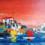 Umetnička slika Sicilija 14 slikar Duško Trifunović - tehnika ulje na platnu - format slike bez rama 30x60 cm - cena umetničke slike 23600 dinara - izgled slike bez rama
