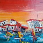 Umetnička slika Sicilija 9 slikar Duško Trifunović-tehnika ulje na platnu-format slike bez rama 30x50 cm - cena umetničke slike 23600 dinara