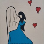 Umetnička slika Harfa slikarka Tijana Lazić tehnika akril na platnu-format slike bez rama 24x18 cm - cena umetničke slike 4130 dinara - izgled slike bez rama