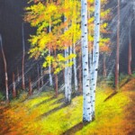 Umetnička slika Breze noću slikarka Tijana Lazić - tehnika akril na platnu - format slike bez rama 30x25 cm - Cena umetničke slike 8260 dinara - izgled slike bez rama