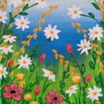 Umetnička slika Cveće 1 slikarka Tijana Lazić - tehnika akril na platnu - format slike bez rama 60x20 cm - Cena umetničke slike 9440 dinara - izgled slike bez rama