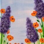 Umetnička slika Cveće 3 slikarka Tijana Lazić - tehnika akril na platnu - format slike bez rama 60x20 cm - Cena umetničke slike 9440 dinara - izgled slike bez rama
