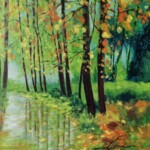 Umetnička slika Na reci slikarka Tijana Lazić - tehnika akril na platnu - format slike bez rama 40x30 cm - Cena umetničke slike 10620 dinara - izgled slike bez rama
