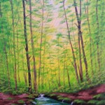 Umetnička slika Potok slikarka Tijana Lazić - tehnika akril na platnu - format slike bez rama 40x30 cm - Cena umetničke slike 11800 dinara - izgled slike bez rama