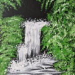Umetnička slika Vodopad slikarka Tijana Lazić - tehnika akril na platnu - format slike bez rama 30x25 cm - Cena umetničke slike 8260 dinara - izgled slike bez rama
