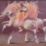 Umetnička slika Bordo rapskodija XVI slikar Janoš Mesaroš - tehnika pastel - format slike sa ramom 43x53 cm - bez rama 25x35 cm - Cena umetničke slike 23600 dinara - izgled slike bez rama