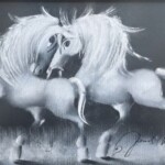 Umetnička slika Crno belo XVI slikar Janoš Mesaroš - tehnika pastel - format slike sa ramom 41x51 cm - bez rama 25x35 cm - Cena umetničke slike 23600 dinara - izgled slike bez rama