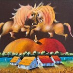 Umetnička slika Srem XV slikar Janoš Mesaroš - tehnika kombinovana pastel i ulje - format slike sa ramom 63x73 cm - bez rama 40x50 cm - Cena umetničke slike 70800 dinara - izgled slike bez rama