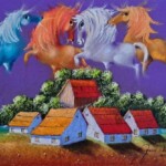 Umetnička slika Svi smo različiti slikar Janoš Mesaroš - tehnika kombinovana pastel i ulje- format slike sa ramom 63x73 cm - bez rama 40x50 cm - Cena umetničke slike 70800 dinara - izgled slike bez rama