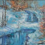 Umetnička slika Zimski potok slikar Ivan Vanja Milanović - tehnika ulje na platnu - format slike sa ramom 42x52 cm - bez rama 30x40 cm - Cena umetničke slike 15340 dinara - izgled slike bez rama