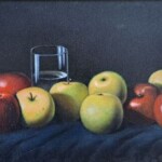 Umetnička slika Mrtva priroda slikar Ištvan Penzoš - tehnika ulje na platnu - format slike sa ramom 42x57 cm - bez rama 25x40 cm - Cena umetničke slike 51920 dinara - izgled slike bez rama