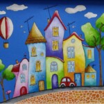 Umetnička slika Balon slikarka Tijana Lazić - tehnika akril na platnu - format slike sa ramom 50x60 cm - bez rama 40x50 cm - Cena umetničke slike 11800 dinara - izgled slike bez rama