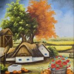 Umetnička slika Drvo ljubavi 4 slikarka Marija Hlavati - tehnika ulje na platnu kasirano na kartonu - format slike sa ramom 45x40 cm - bez rama 30x25 cm - Cena umetničke slike 21240 dinara - izgled slike bez rama