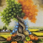 Umetnička slika Drvo ljubavi 6 slikarka Marija Hlavati tehnika ulje na platnu kasirano na kartonu - format slike sa ramom 55x45 cm - bez rama 40x30 cm - Cena umetničke slike 31860 dinara - izgled slike bez rama