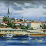 Umetnička slika Beograd 7 slikarka Marija Đukić - tehnika ulje na platnu - format slike sa ramom 55x65 cm - bez rama 40x50 cm - Cena umetnilčke slike 21240 dinara - izgled slike bez rama