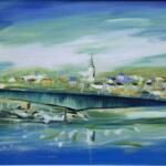 Umetnička slika Beograd 9 slikarka Marija Đukić - tehnika ulje na platnu - format slike sa ramom 55x65 cm - bez rama 40x50 cm - Cena umetnilčke slike 21240 dinara - izgled slike bez rama