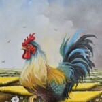 Umetnička slika Pevac 1 slikarka Marija Hlavati - tehnika ulje na platnu kasirano na kartonu - format slike sa ramom 45x40 cm - bez rama 30x25 cm - Cena umetničke slike 21240 dinara - izgled slike bez rama