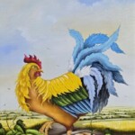 Umetnička slika Pevac 2 slikarka Marija Hlavati - tehnika ulje na platnu kasirano na kartonu - format slike sa ramom 55x45 cm - bez rama 40x30 cm - Cena umetničke slike 31860 dinara - izgled slike bez rama